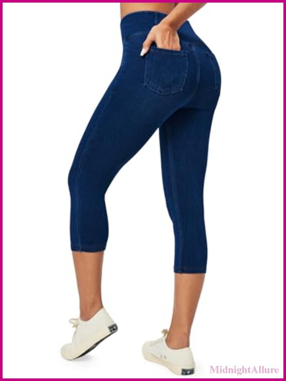 Stretchy Pull On Capri Jeans Jeggings Denim Capris with Pockets